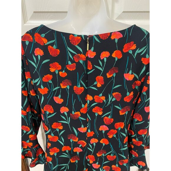 Karl Lagerfeld Paris Black & Red Floral Print 3/4 Sleeve Shift Dress Womens Size - Picture 10 of 10